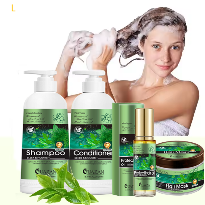 Wholesale UAZAN Factory Oem Natural Organic Vegan Hair Growth Anti-hair Loss Repairing Straight Curly Hair Shampoo And Conditioner Set