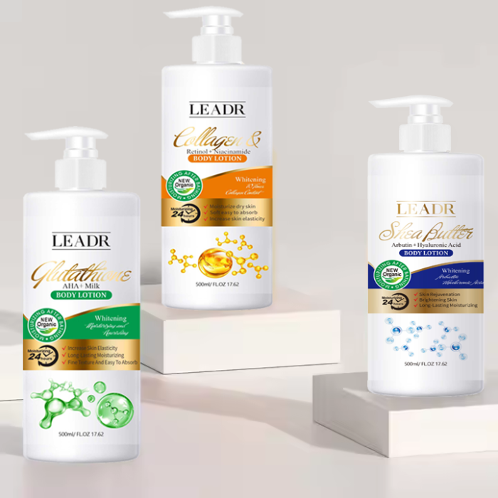 Wholesale LEADR OEM Organic Moisturizer Body Lotion for Dry Skin Whole Body Whitening Half Cast Hyaluronic Acid Collagen Hydrating Black Women - Image 4