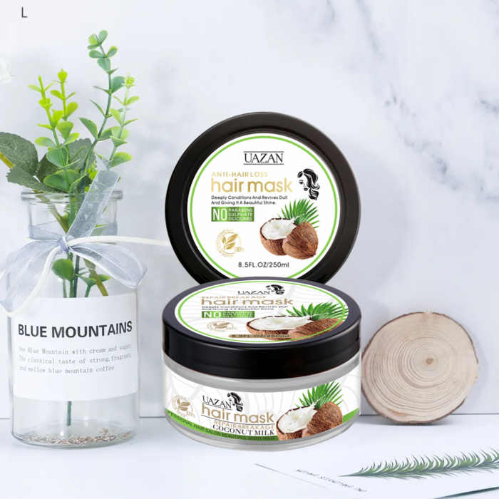 Wholesale UAZAN Private Label Organic Vegan Coconut Hair Mask Hydrating Moisturizing Keratin Cream Smooth Herbal Hair Treatment Hot Selling - Image 2
