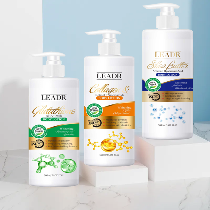 Wholesale LEADR OEM Organic Moisturizer Body Lotion for Dry Skin Whole Body Whitening Half Cast Hyaluronic Acid Collagen Hydrating Black Women - Image 2