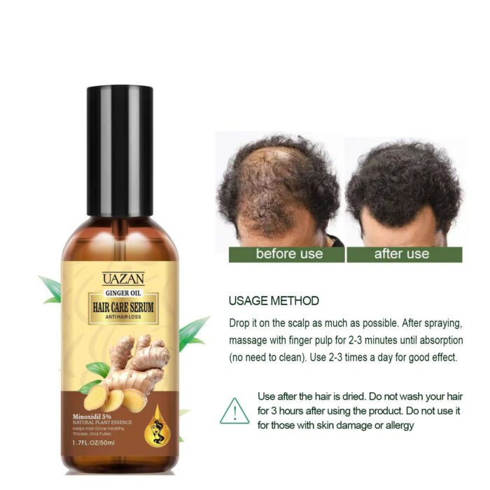 Wholesale 50ml UAZAN Organic Ginger Hair Care Serum Nourishing Scalp Repair Breakage Anti Hair Loss Ginger Hair Growth Oil - Image 3