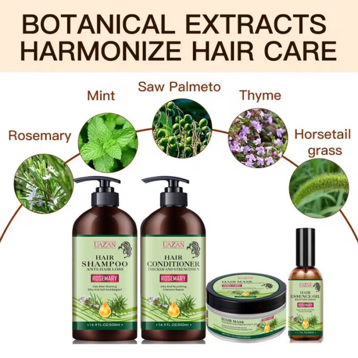 Wholesale UAZAN Professional Hair Treatment Growth Products Set Rosemary Hair Mask Shampoo And Conditioner Hair Serum Oil - Image 3