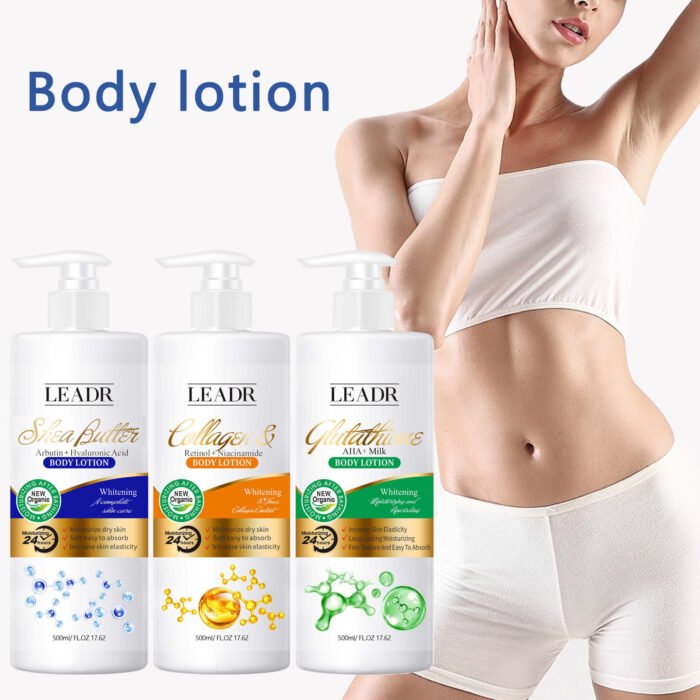 Wholesale LEADR OEM Organic Moisturizer Body Lotion for Dry Skin Whole Body Whitening Half Cast Hyaluronic Acid Collagen Hydrating Black Women - Image 5