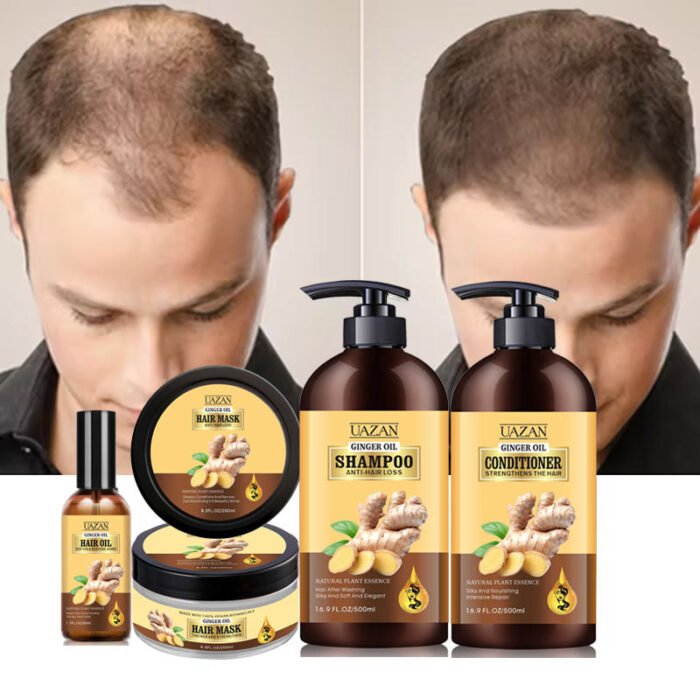 Wholesale UAZAN Custom Organic Herbal Deep Moisture Anti Hair Loss Dandruff Ginger Hair Regrowth Shampoo And Conditioner