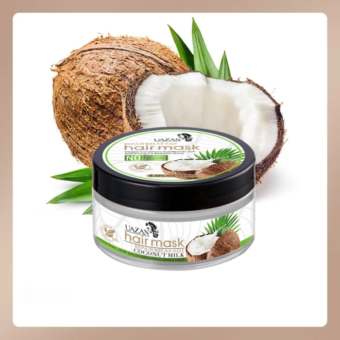 Wholesale UAZAN Private Label Organic Vegan Coconut Hair Mask Hydrating Moisturizing Keratin Cream Smooth Herbal Hair Treatment Hot Selling - Image 7