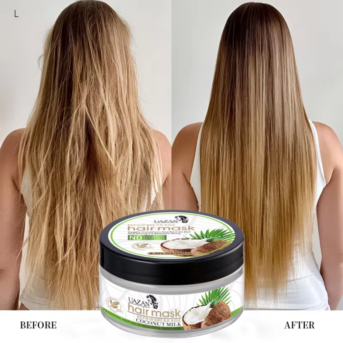 Wholesale UAZAN Private Label Organic Vegan Coconut Hair Mask Hydrating Moisturizing Keratin Cream Smooth Herbal Hair Treatment Hot Selling