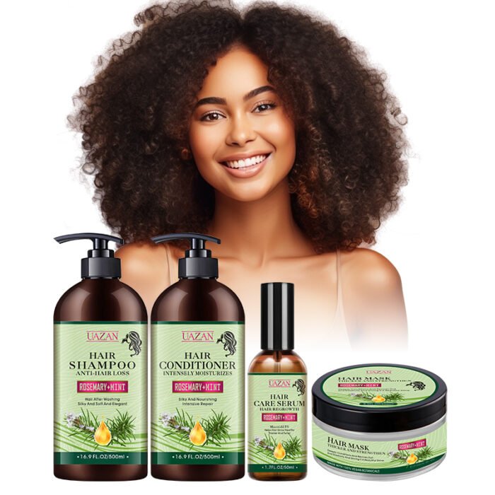 Wholesale UAZAN Professional Hair Treatment Growth Products Set Rosemary Hair Mask Shampoo And Conditioner Hair Serum Oil