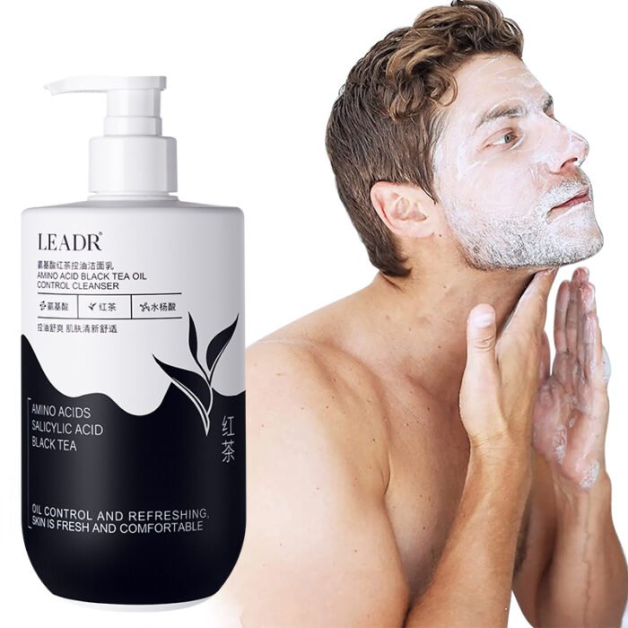 Organic Men's Amino Acids Face Wash Vegan Herbal Gel Wholesale for Oil Control and Moisturizing Black Tea Facial Cleanser