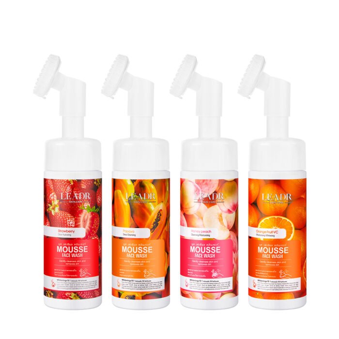 OEM Female Oily Exfoliating Glow Beauty Face Wash Organic Vegan Herbal Foaming Mousse Vitamin C enriched Dry Whitening Orange