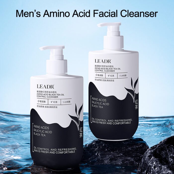 Organic Men's Amino Acids Face Wash Vegan Herbal Gel Wholesale for Oil Control and Moisturizing Black Tea Facial Cleanser - Image 3
