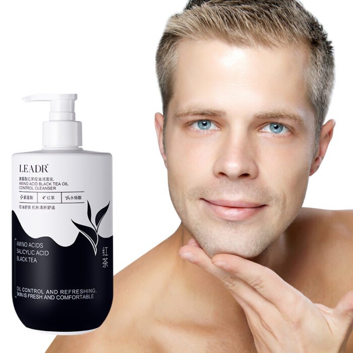 Organic Men's Amino Acids Face Wash Vegan Herbal Gel Wholesale for Oil Control and Moisturizing Black Tea Facial Cleanser - Image 4