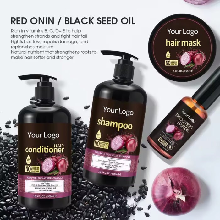 Hot Products Natural Red Onion Biotin Shampoo and Conditioner Set Anti-Dandruff Repair and Hair Regrowth Cream Product - Image 5