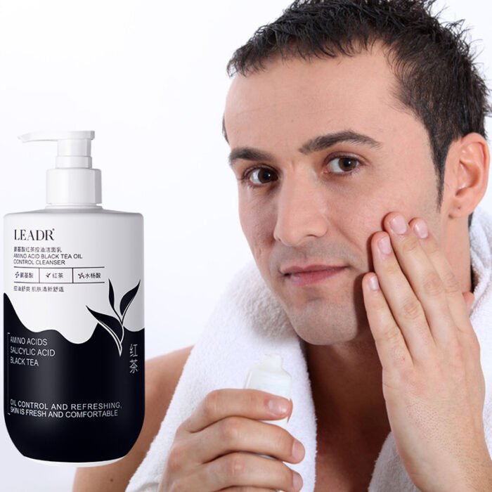 Organic Men's Amino Acids Face Wash Vegan Herbal Gel Wholesale for Oil Control and Moisturizing Black Tea Facial Cleanser - Image 6